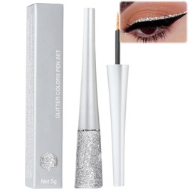 Long-Lasting Smudge-Proof Silver Glitter Eyeliner - Liquid Glitter Eyeshadow with Waterproof Sparkle - Quick Dry Shimmer Liner for Women's Eye Makeup