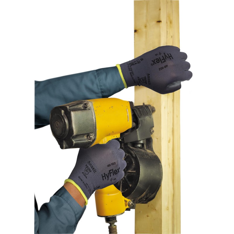 Ansell HyFlex 48-102 Thin Work Gloves with PU Coating, Lightweight