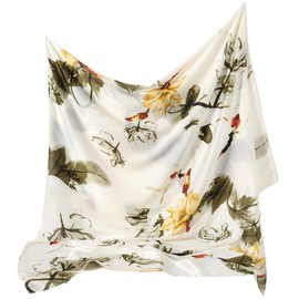 FAIRYGATE Scarves for Women UK Soft Satin Shawl Women's Scarfs Art Floral Print Long Soft Scarf Warm Stole Sunscreen Shawls Wrap All Season 97027