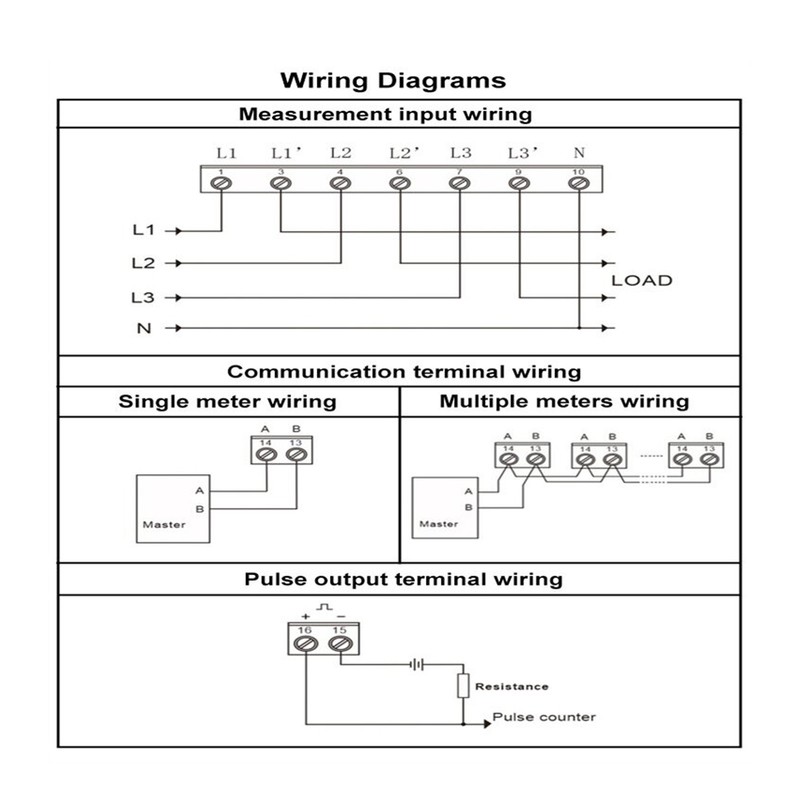 3 Phase Electricity Meter Bidirectional LCD Backlit 85‑270V Input Energy