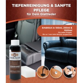 Leder-Futzi Leather Colour Black 100 ml - Flexible Drying & Break-Bridging - Ideal for Refreshing Smooth Leather - Made in Germany