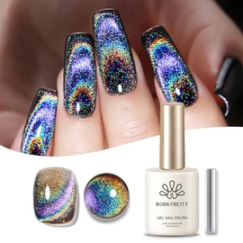 Born Pretty 9D Cat Magnetic Eye Gel Schwarz Holo Glitzer - UV Nagellack Regenbogen Laser Holographisch Gel Nagellack Manik√ºre und Nagelkunst DIY zu Hause