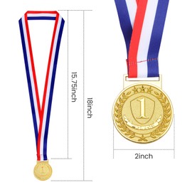 Abaokai 1st, 2nd, 3rd Award Medals, Winner Medals, Metal Award Medals with Smooth Ribbon, Perfect for School Competitions, Party, Students, Olympic Style 2 Inches (Gold Silver Bronze-12 pcs)