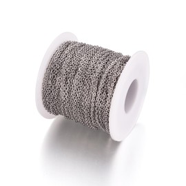 Pandahall 1 Roll 50m/164ft/54yards 304 Stainless Steel Curb Cable Chain Twist Cross Necklace Chain Soldered Bracelet Link Finding 3x2x0.5mm for Jewelry Making