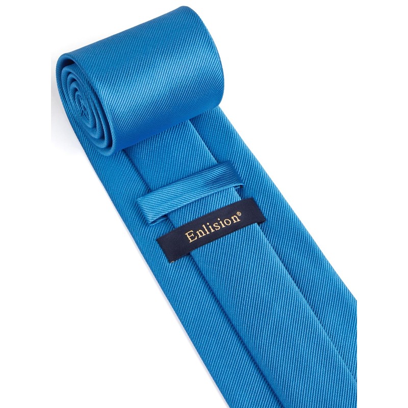 Enlision Solid Men's Wedding Ties and Pocket Square Set Plain