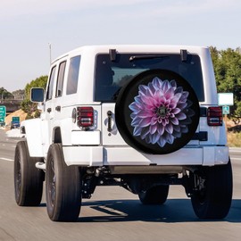 Foruidea Chrome Pink and Purple Flower Spare Tire Cover with Backup Camera Hole Wheel Tire Cover Fit Trailer, RV, SUV and Many Vehicle 17inch