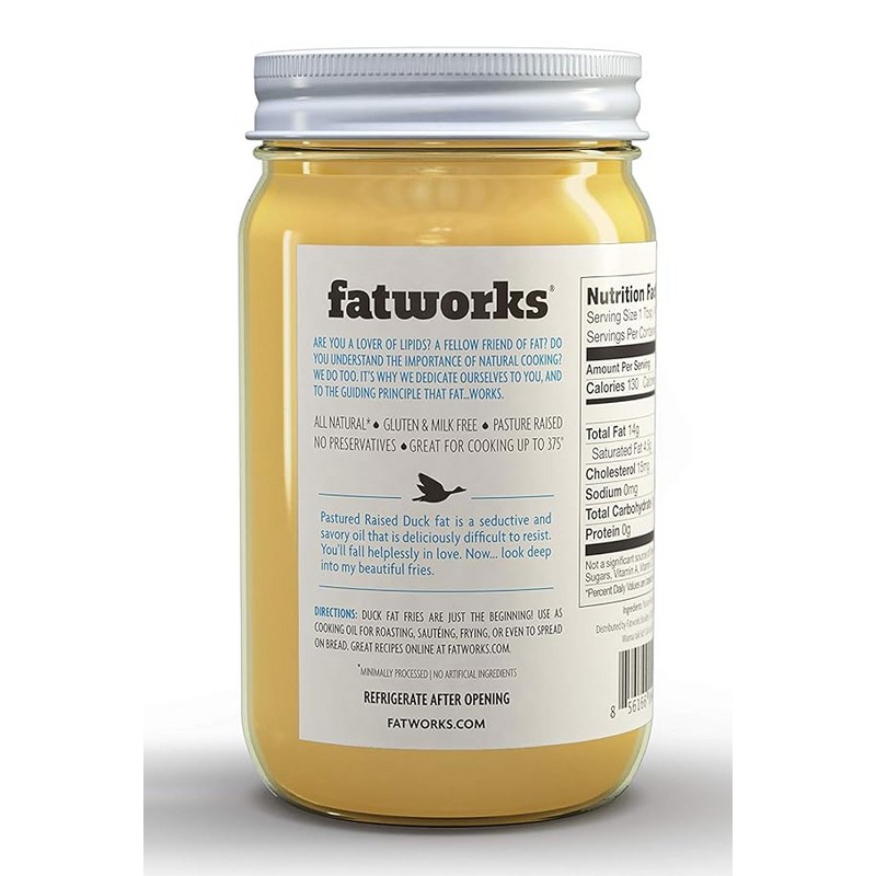 Fatworks, USDA Cage Free Duck Fat, Premium Gourmet Cooking Oil,