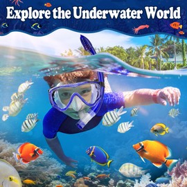 UPhitnis Children's / Adults’ Snorkel Set - Anti-Fog and Dry Snorkel - Anti-Leak Diving Mask - Snorkel Set for Boys / Girls - Pink, Blue, Black, Yellow, blue