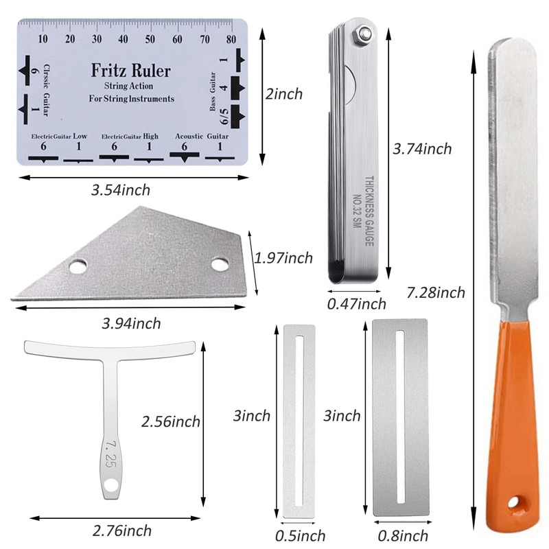 Aiofaervy Guitar Luthier Tool Set,Including Fret Crowning File,Guitar Radius Gauge,String