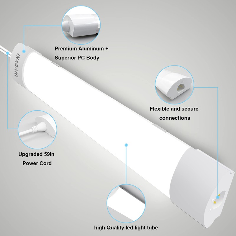 INVOVNI Plug in Light Bar with Switch, 2FT 18W 5000K