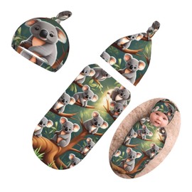 DTYYFBSN Cute Sloth Newborn Swaddling Blanket Beanie Hat Funny Blanket Sleeping Bag New Born Sleep Sacks for Boys Girls