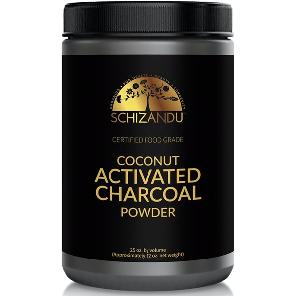 Schizandu Organics Activated Coconut Charcoal Powder - Vegan, Organic, Non-GMO, Large Bottle