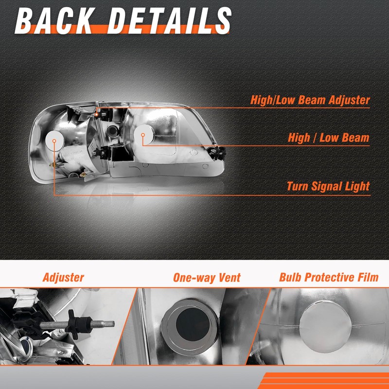 for 1997-2003 Ford Headlights Assembly Compatible with 1997-2003 F150/ 1998-1999