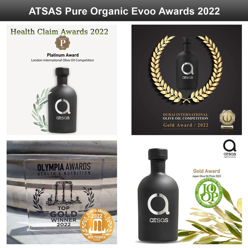 Atsas Extra Virgin Organic Olive Oil - Rich in Polyphenols