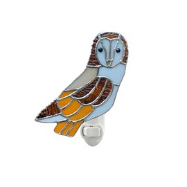 CHEZBABY Stained Glass Night Light Plug into Wall Accent Nightlight Lamp Decorative for Hallway Bedroom Kitchen Home Decor(Barn owl)