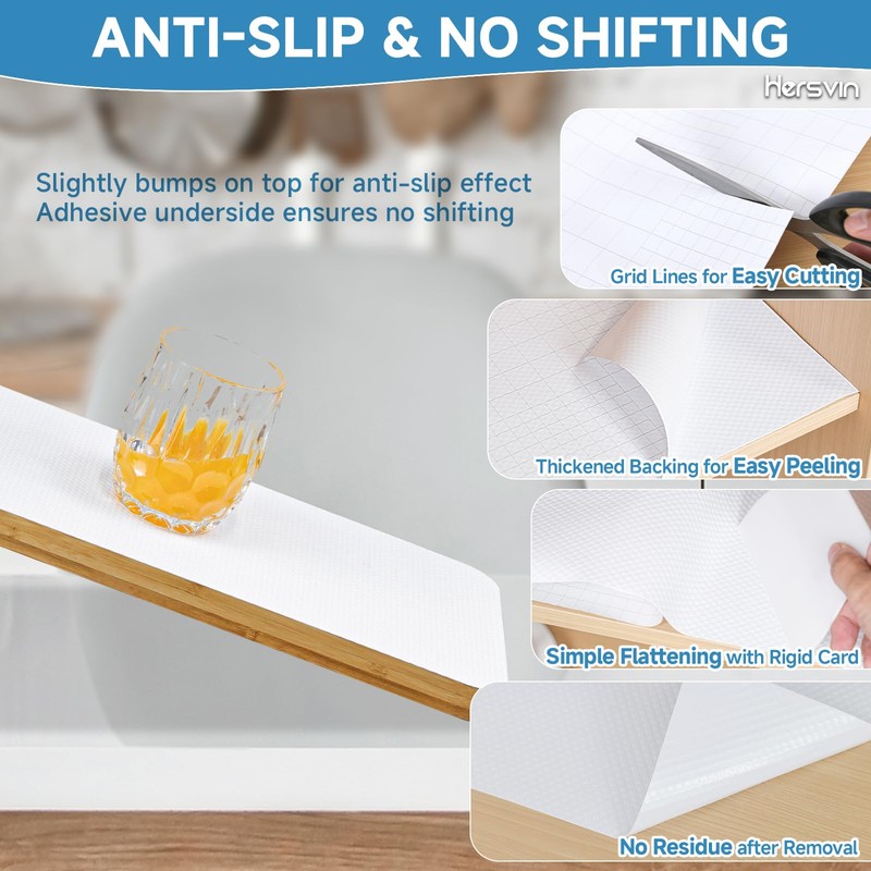 Hersvin Shelf Liners 10 in x 20 ft Self-Adhesive EVA