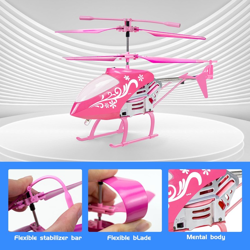 QUANA Rc Helicopter, Pink Remote Control Helicopter for Kids Girls