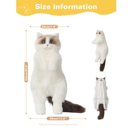 CHOBYNER Plush Backpack Handmade Realistic Cat Animal Backpack Stuffed Animal Backpack for Women - Carry Over Shoulder, on One shoulder or Crossbody - Muppet Cat Backpack with Lace Bell Bow Scarf