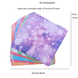 100 Sheets Origami Paper Set Double Sided Patterned Floral Heart Star Decorative Papers for DIY Scrapbooking Paper Pads Decoupage Hand Craft Arts (15*15cm)