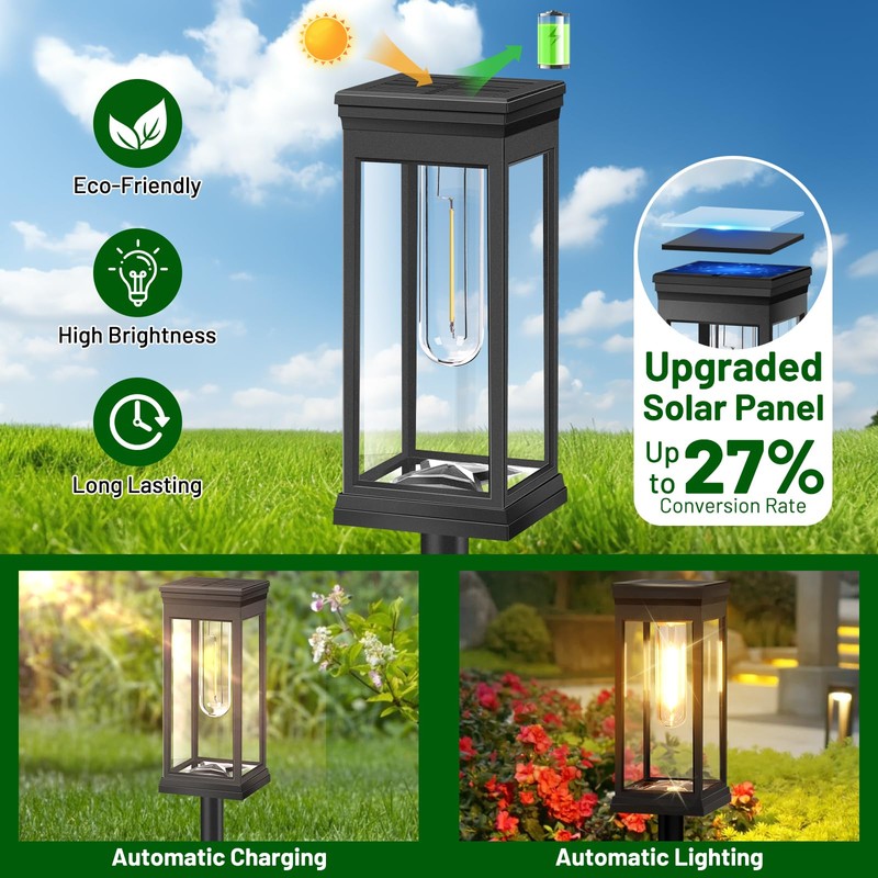 BesLowe 【Upgraded】 Solar Pathway Lights Outdoor, 6-Pack Large LED Solar