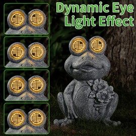 HHUWRUL Solar Powered Frog Statue Lights, Frog Figurines Outdoor Garden Decor, Outdoor Patio Decor, Patio Porch Lawn Backyard Decor, Gardening Birthday Gifts for Daughters and Moms