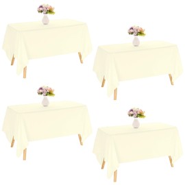 JALANCY 4 Pack Rectangle Tablecloth for 8 Foot Tables Washable Polyester Table Cover for Wedding Dining Table Parties Banquet（60x126 Beige）