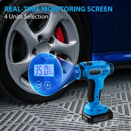 WISETOOL Cordless Tire Inflator Air Compressor,20V Battery Powered Car Tire Pump with Digital Pressure Gauge,150PSI Portable Handheld Air Pump for Car Tires,Bikes,Motorcycles,Ball