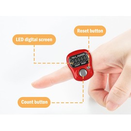 Hitopin 10 x Finger Tally Counter, Electronic Finger Counter, Finger Counter Clicker Row Counter, 5 Digit Mini Hand Counter, Lap Track Handheld Counter, for Inventory, Sports, Marketing, Golf (Red)