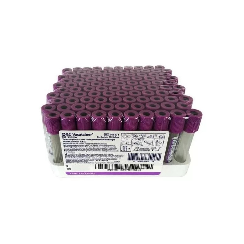 BD Tubo Vacutainer Bd Color Lila Caja Con 100 Piezas