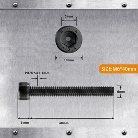 Cicidorai M6-1.0 x 40mm Socket Head Cap Screws, 12.9 Grade Alloy Steel, Black Oxide Finish, Machine Thread, Allen Socket Drive, Quantity 25