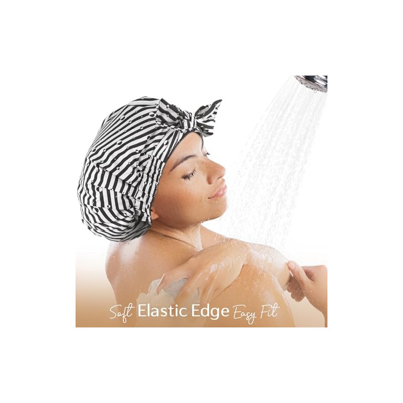 Yanibest Gorro Ducha Reutilizable Impermeable Mujer Antideslizante Lindo Pelo Raya