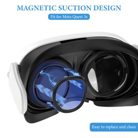 Geekria VR Glasses Spacer Compatible with Meta Quest 3S Lens, Magnetic Frame Glasses Lens Insert, Lens Protector Anti-Scratch Ring, Prevent Scratchs Between Glasses and VR Lens (Black)