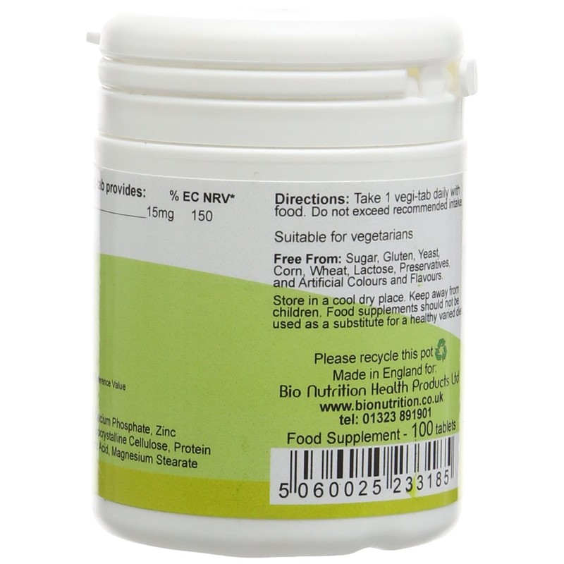 Bio Nutrition Zinc Gluconate - 15mg Zinc - Antioxidant Mineral