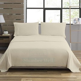 SlumberWell 4 Piece Sheet Set King Size, 100% Egyptian Cotton, 12 Inch Deep Pocket, Breathable Cooling & Super Soft Hotel Bed Sheets, Ivory Solid