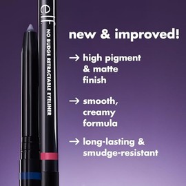 e.l.f. Cosmetics No Budge Delineador Retráctil Black Negro Intenso | Larga Duración a Prueba de Humedad, Punta Precisa y Suave, Vegano y Libre de Crue
