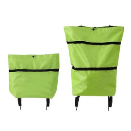 Foldable Collapsible Trolley Bag, Reusable Grocery Bags with Wheels,Bigger Capacity Grocery Cart - Wear-resistant, Durable Wheels, Sturdy Sewing - for Shopping, Super Markets, Trips （Green）