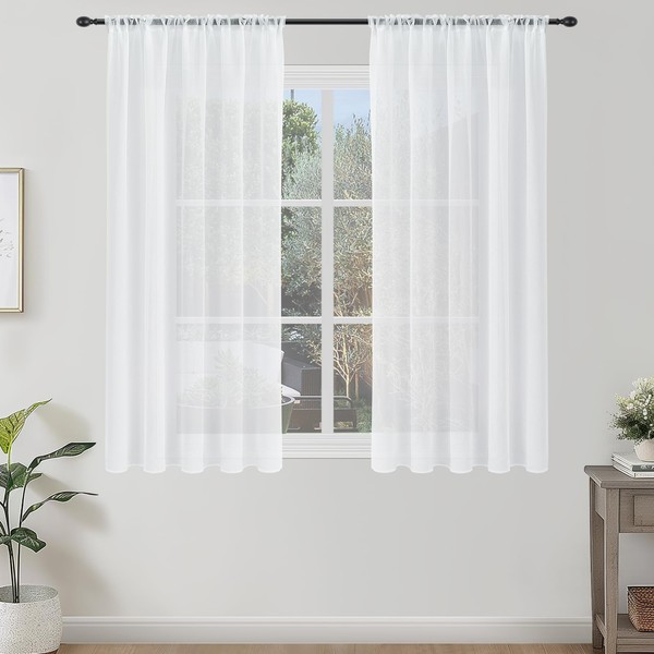 Topfinel Curtains Short Curtain Drawstring Stores Curtain Scarves 140 cm