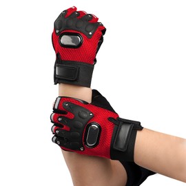 Faxianther Men's Breathable Mesh Cycling Gloves Non-Slip Leather Riding Driving Gloves Mountain Bike Motorcycle Half Finger Gloves Skating Skateboard Exercise Fitness Fingerless Gloves