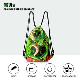 MIVia Anime Gym Drawstring Bags (33.5 * 44cm) Drawstring Sackpack Cool Sports Bag Canvas Drawstring Backpack Anime Dragon String Bag suitable for Gym Yoga Travel