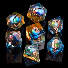 ORUZA Dragon Eye Polyhedral DND Dice Set, 7 Pieces Resin D&D Dragon Eye Dice for Dungeons and Dragons RPG MTG Pathfinder Role Playing Game