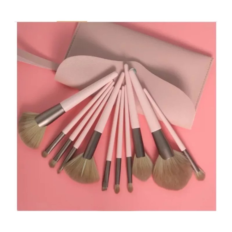 Bonita Cosméticos Brochas Maquillaje Profesional Rostro Y Ojos Rosa 11