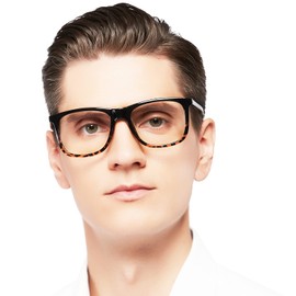 AEZUNI Extra Large Reading Glasses 4.00 Oversized Square Men Readers 100 125 150 175 200 225 250 275 300 350 400 500 (Tortoise)