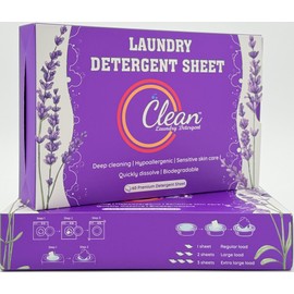 Premium Clean Laundry Detergent™ Sheet– Hypoallergenic, Eco-Friendly, Plant-Based, Biodegradable, 100% Natural – Gentle on Skin & Fabrics, Lavender Scent, 60 Premium Detergent Sheet (Lavender)