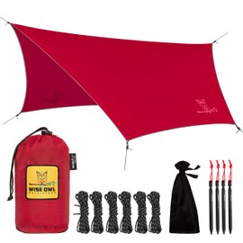 Wise Owl Outfitters Hammock Tarp, Hammock Tent - Rain Tarp for Camping Hammock - Camping Gear Must Haves w/Easy Set Up Including Tent Stakes and Carry Bag (Crimson Red)