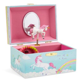 Jewelkeeper Girl's Musical Jewelry Storage Box with Spinning Unicorn, Rainbow Design, The Unicorn Tune