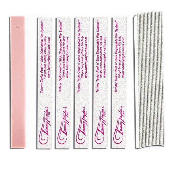Tammy Taylor Peel N Stick Zebra 100 Grit Professional, Washable Nail Files and Emery Board for a Long Lasting Smooth Manicure/Pedicure Finish (10 pcs)