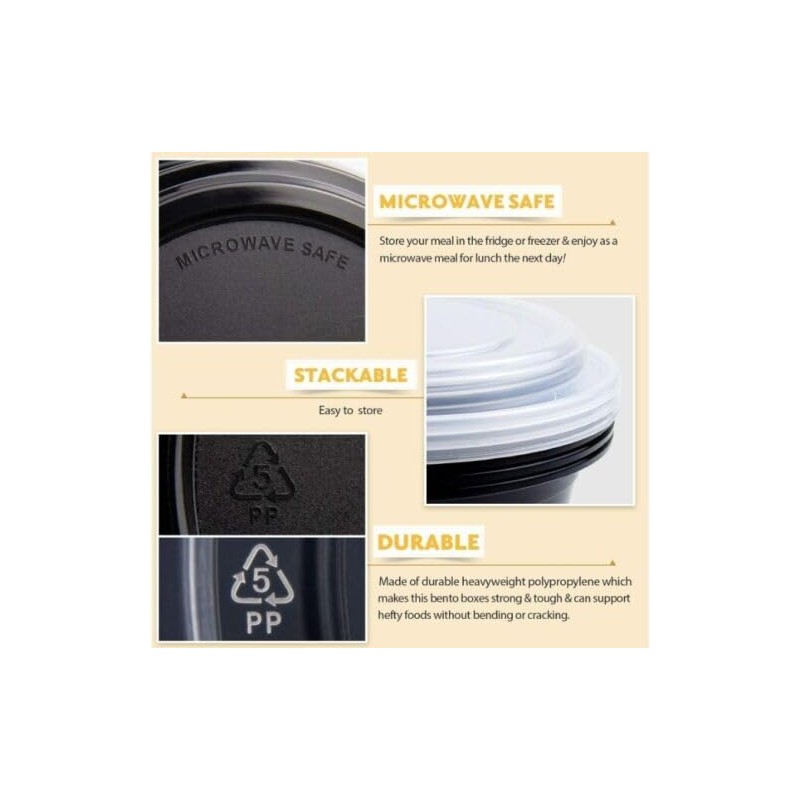 AMD Nexus Round Plastic Meal Prep Containers (20 Pack, 16oz)