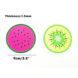 Kinteshun Silicon Drink Coaster,Heat-Insulated Non Slip Fruit Slice Drink Cup Mat Placemat(7pcs with Different Fruit Slices)