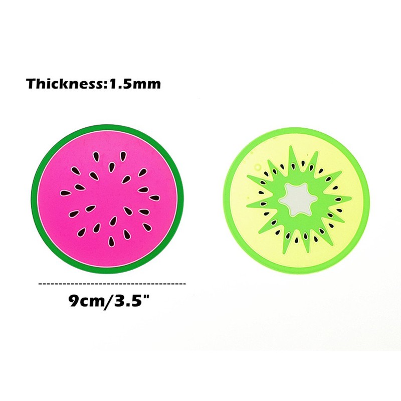 Kinteshun Silicon Drink Coaster,Heat-Insulated Non Slip Fruit Slice Drink Cup