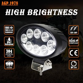 AGP.1978 2PCS Tractor Led Work Light, 12V 24W Oval Cab LED Light, Agriculture Rear Fog Lights LED, IP67 Waterproof Compatible with Kubota Tractor,Case/IH Combine,JohnDeere Combine etc (2PCS - 24W)